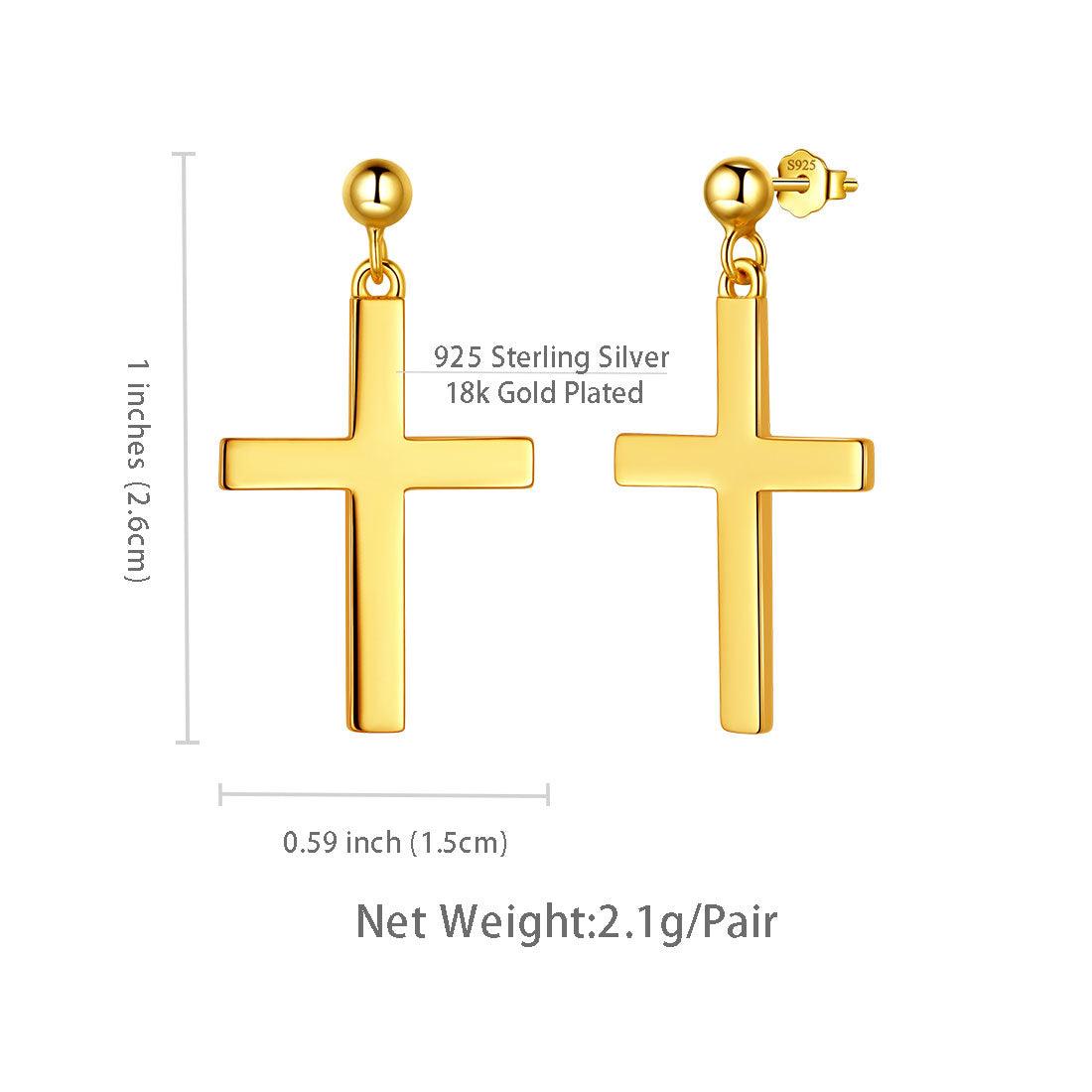 Tokyo Mart Klassische Kreuz-Tropfen-Ohrringe Damen Herren Schmuck Sterling Silber