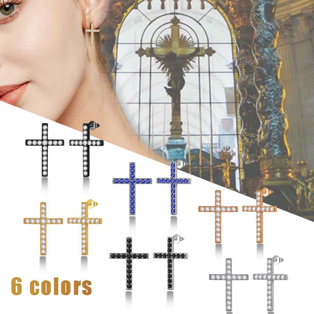 Tokyo Mart Klassische Kreuz-Ohrstecker Damen Herren Schmuck Sterling Silber