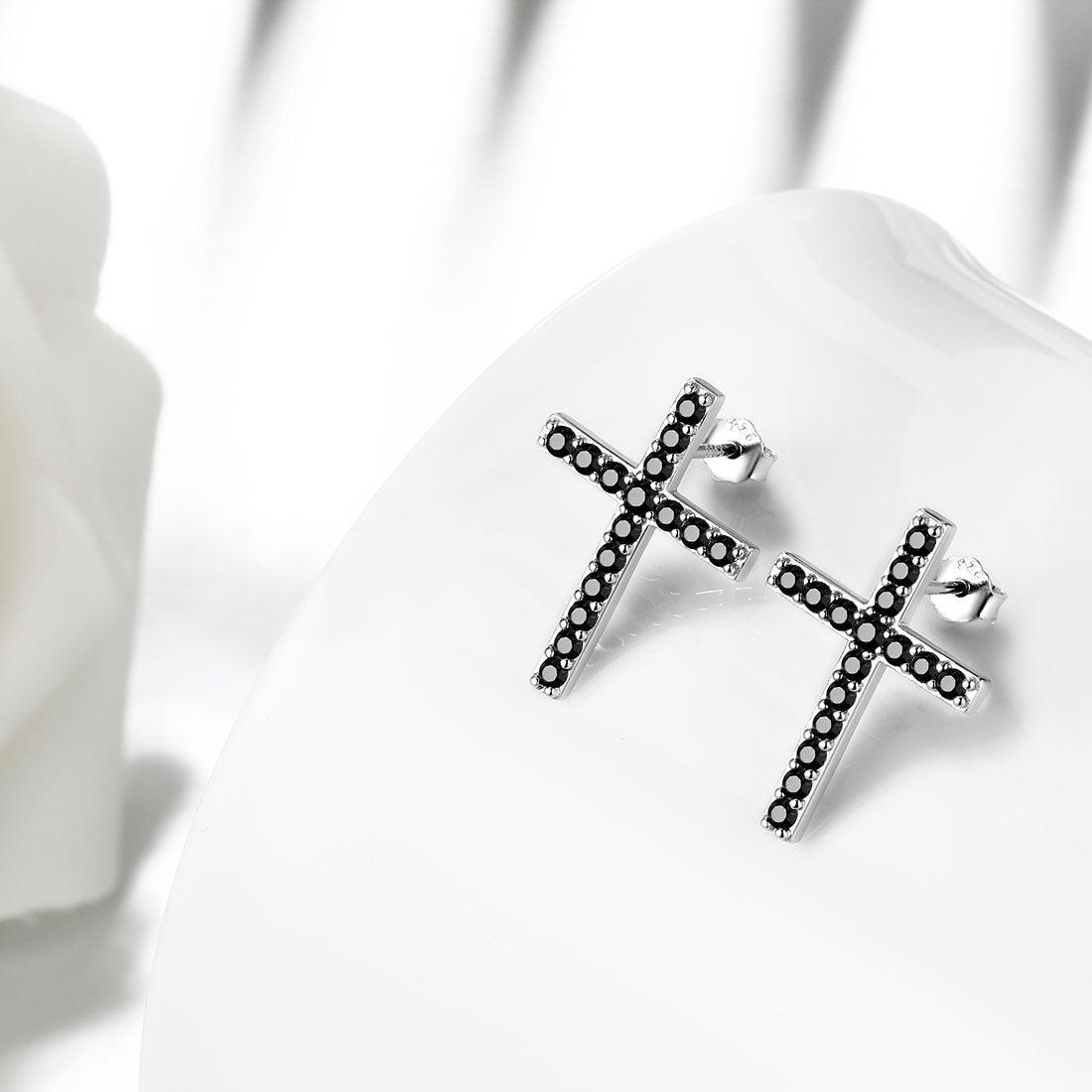 Tokyo Mart Klassische Kreuz-Ohrstecker Damen Herren Schmuck Sterling Silber