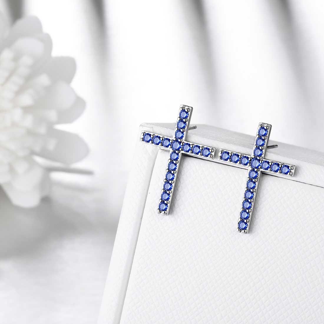 Tokyo Mart Klassische Kreuz-Ohrstecker Damen Herren Schmuck Sterling Silber