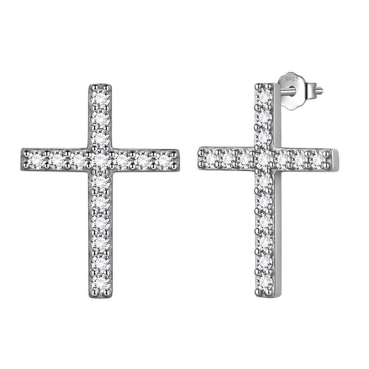 Tokyo Mart Klassische Kreuz-Ohrstecker Damen Herren Schmuck Sterling Silber