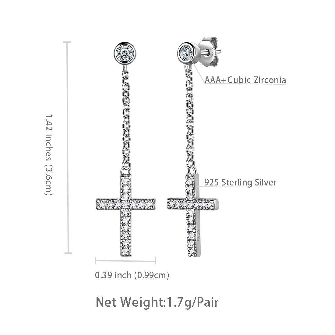 Tokyo Mart Klassische kleine Kreuz-Ohrhänger für Damen und Herren, Sterlingsilber