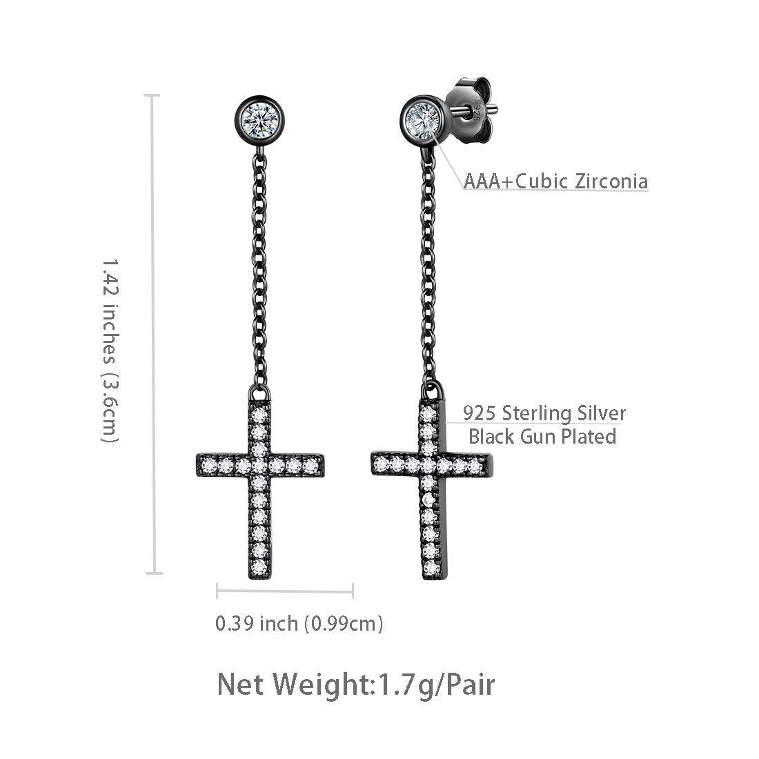 Tokyo Mart Klassische kleine Kreuz-Ohrhänger für Damen und Herren, Sterlingsilber