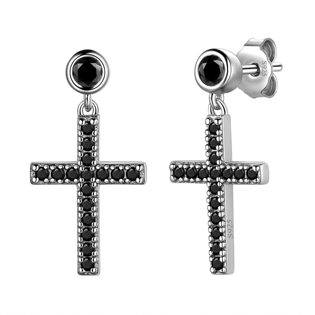 Tokyo Mart Klassische kleine Kreuz-Tropfen-Ohrringe Damen Herren Schmuck Sterling Silber