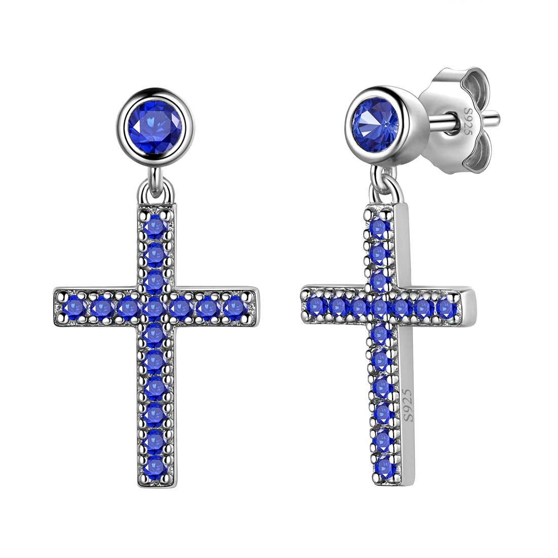 Tokyo Mart Klassische kleine Kreuz-Tropfen-Ohrringe Damen Herren Schmuck Sterling Silber