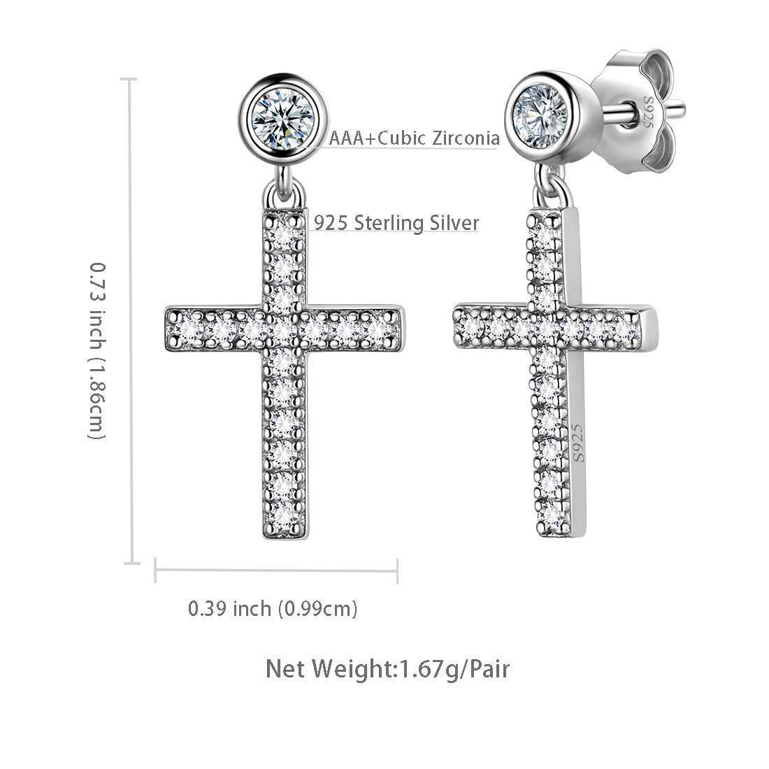 Tokyo Mart Klassische kleine Kreuz-Tropfen-Ohrringe Damen Herren Schmuck Sterling Silber