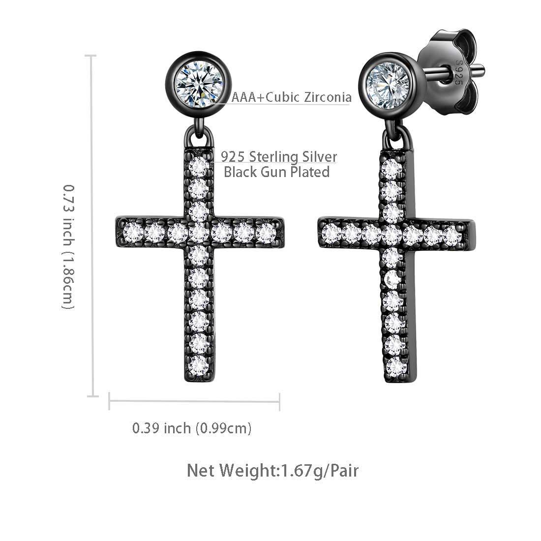 Tokyo Mart Klassische kleine Kreuz-Tropfen-Ohrringe Damen Herren Schmuck Sterling Silber