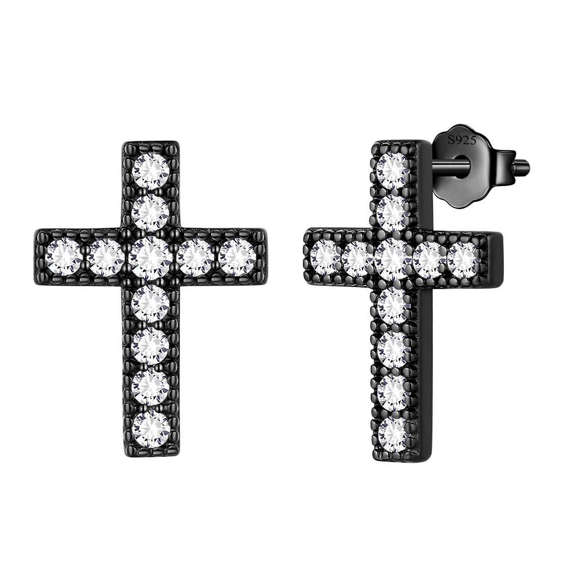 Tokyo Mart Klassische kleine Kreuz-Ohrstecker Damen Herren Schmuck Sterling Silber