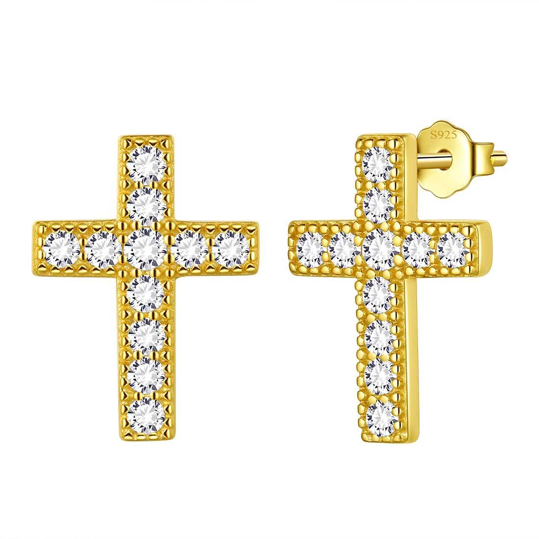 Tokyo Mart Klassische kleine Kreuz-Ohrstecker Damen Herren Schmuck Sterling Silber