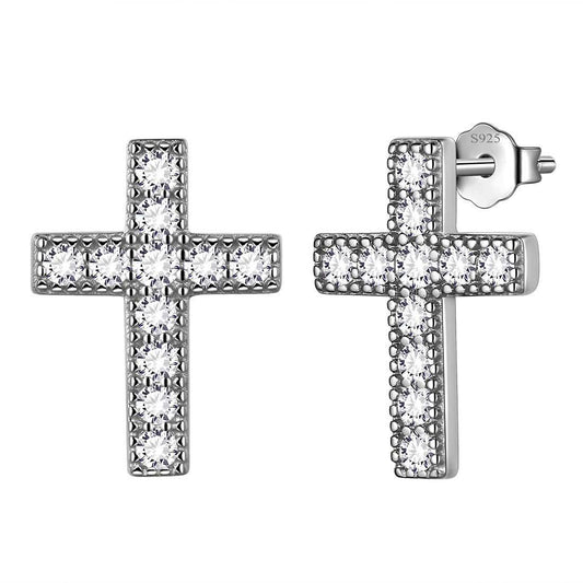 Tokyo Mart Klassische kleine Kreuz-Ohrstecker Damen Herren Schmuck Sterling Silber