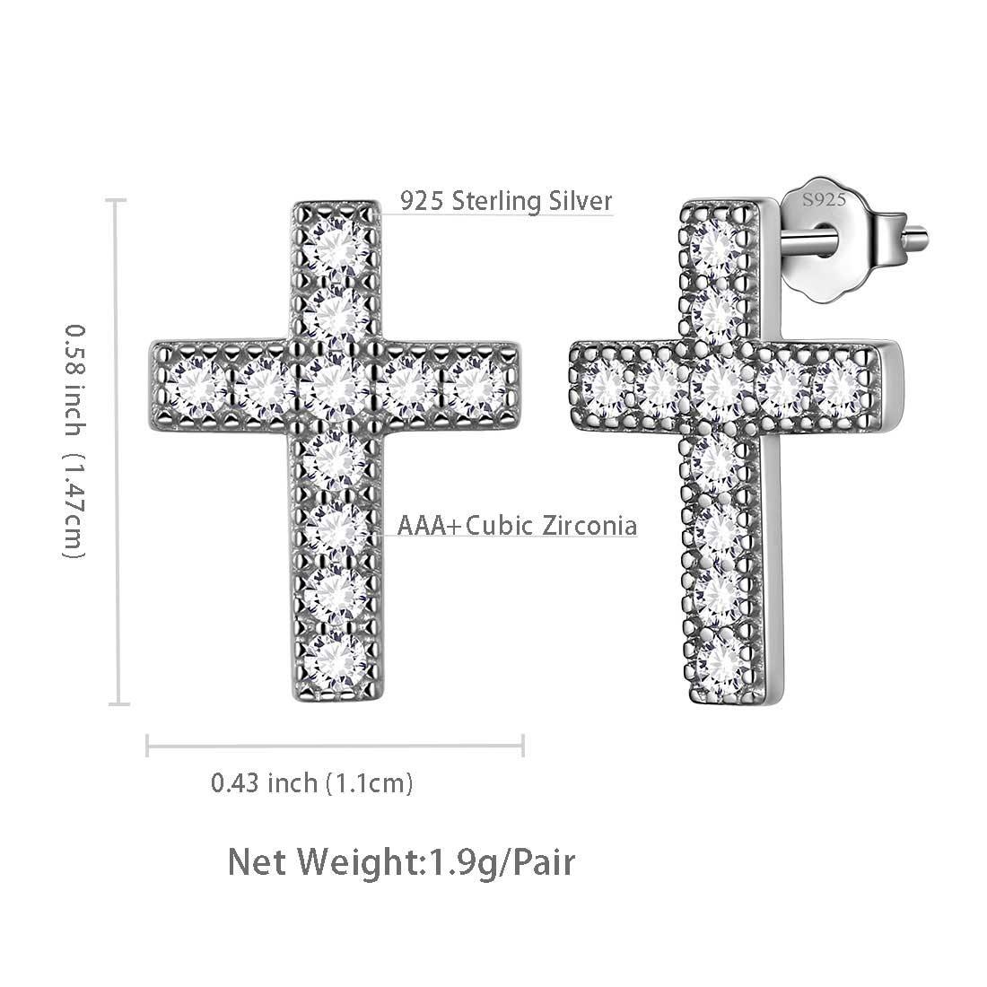 Tokyo Mart Klassische kleine Kreuz-Ohrstecker Damen Herren Schmuck Sterling Silber