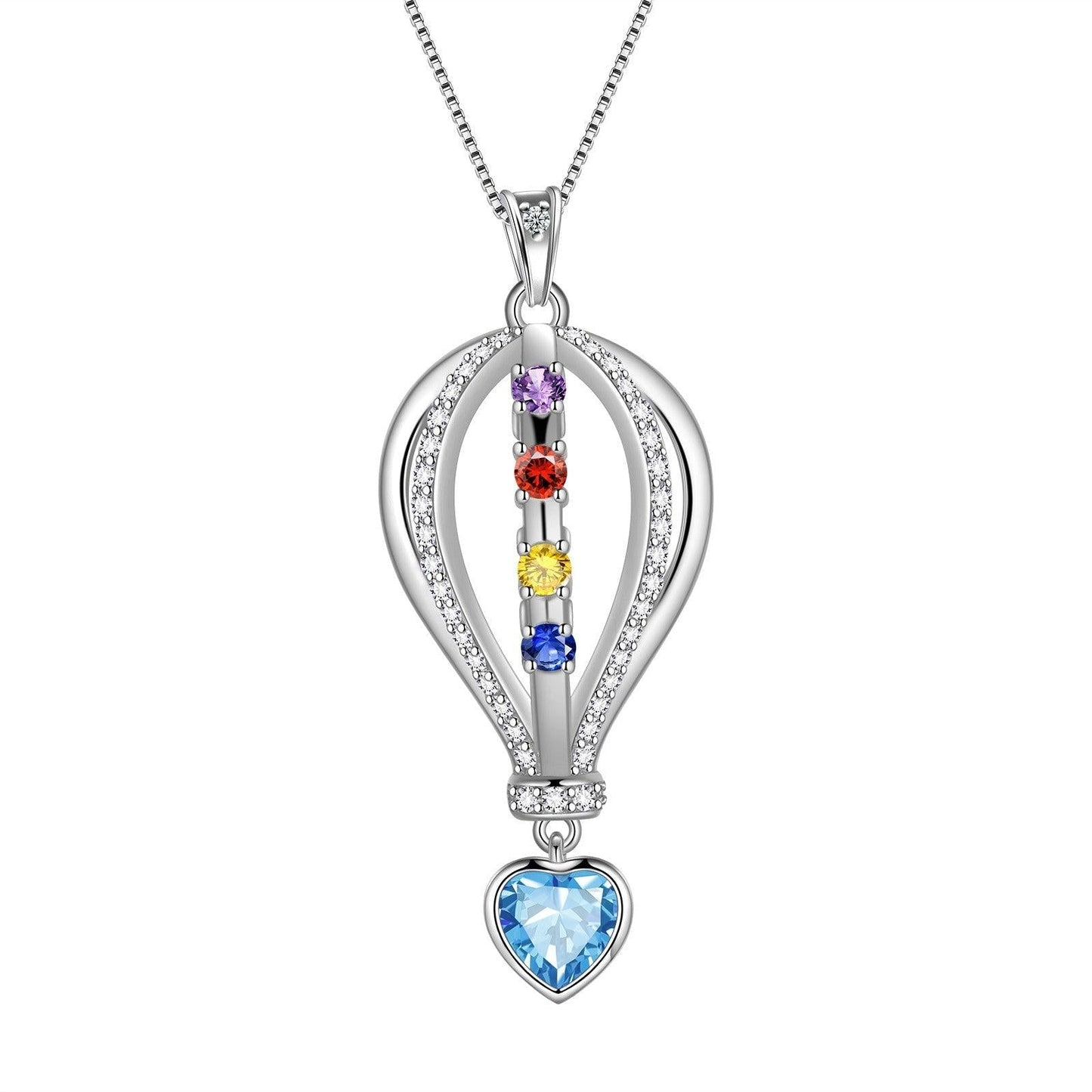 Tokyo Mart Crystal Colorful Hot Air Balloon Heart Pendant Necklace Rainbow Jewelry for LGBT