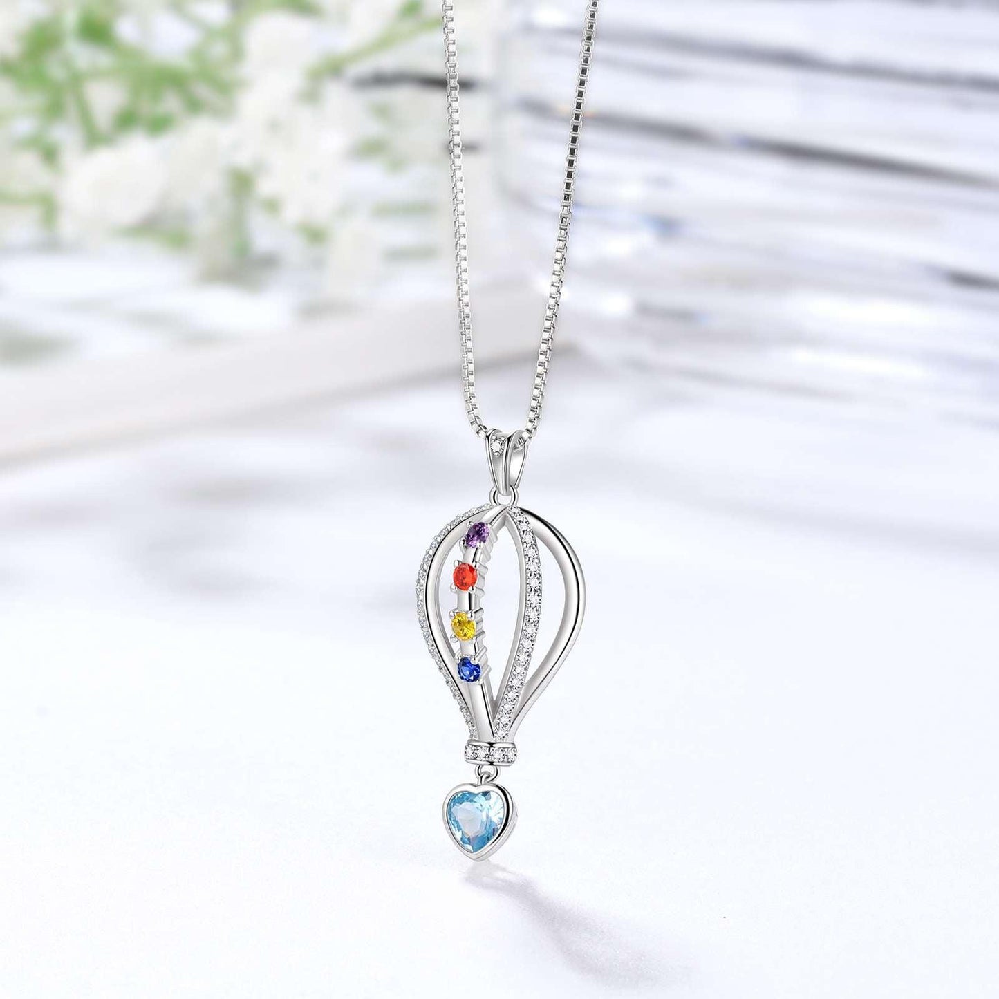 Tokyo Mart Crystal Colorful Hot Air Balloon Heart Pendant Necklace Rainbow Jewelry for LGBT