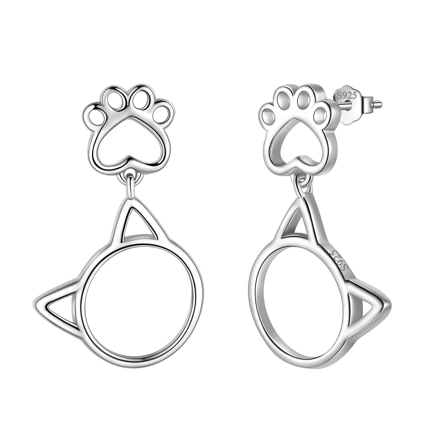 Tokyo Mart Cute Animal Cat Face Paw Earrings Women Girls Jewelry 925 Sterling Silver