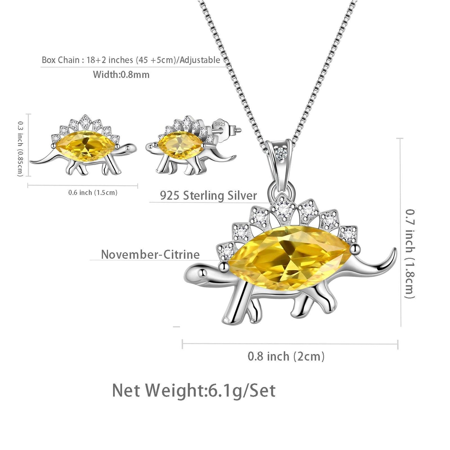 Tokyo Mart Stegosaurus Dinosaurier Schmuck-Set Ohrringe Halskette Frauen Mädchen Schmuck Geschenk