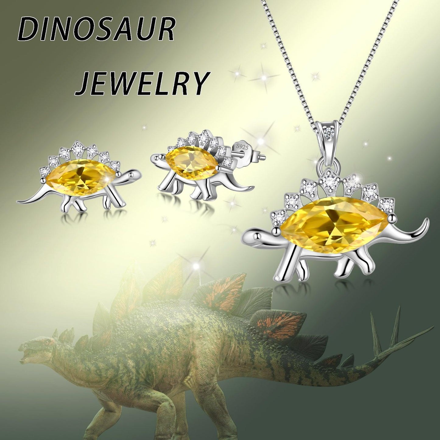 Tokyo Mart Stegosaurus Dinosaurier Schmuck-Set Ohrringe Halskette Frauen Mädchen Schmuck Geschenk