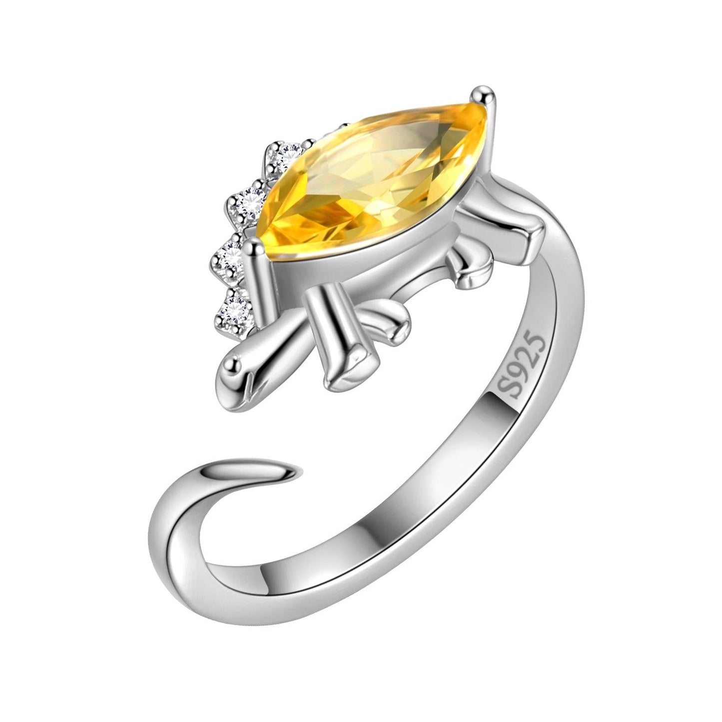 Tokyo Mart Stegosaurus Dinosaurier-Ring November Citrin Geburtsstein Damen Mädchen Schmuck Geschenk