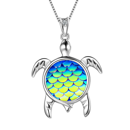 Tokyo Mart Turtle Pendant Charm Necklace Gradient Blue Women Girls Jewelry Birthday Gift