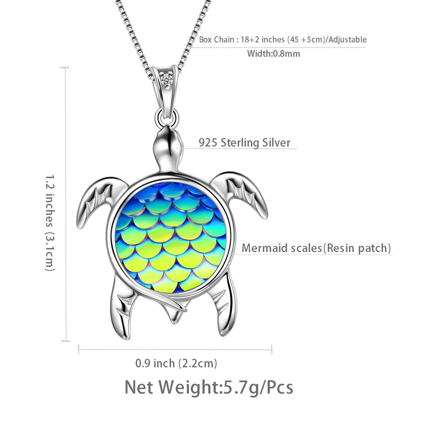 Tokyo Mart Halskette mit Schildkröten-Anhänger, Farbverlauf blau, für Damen und Mädchen, Schmuck, Geburtstagsgeschenk