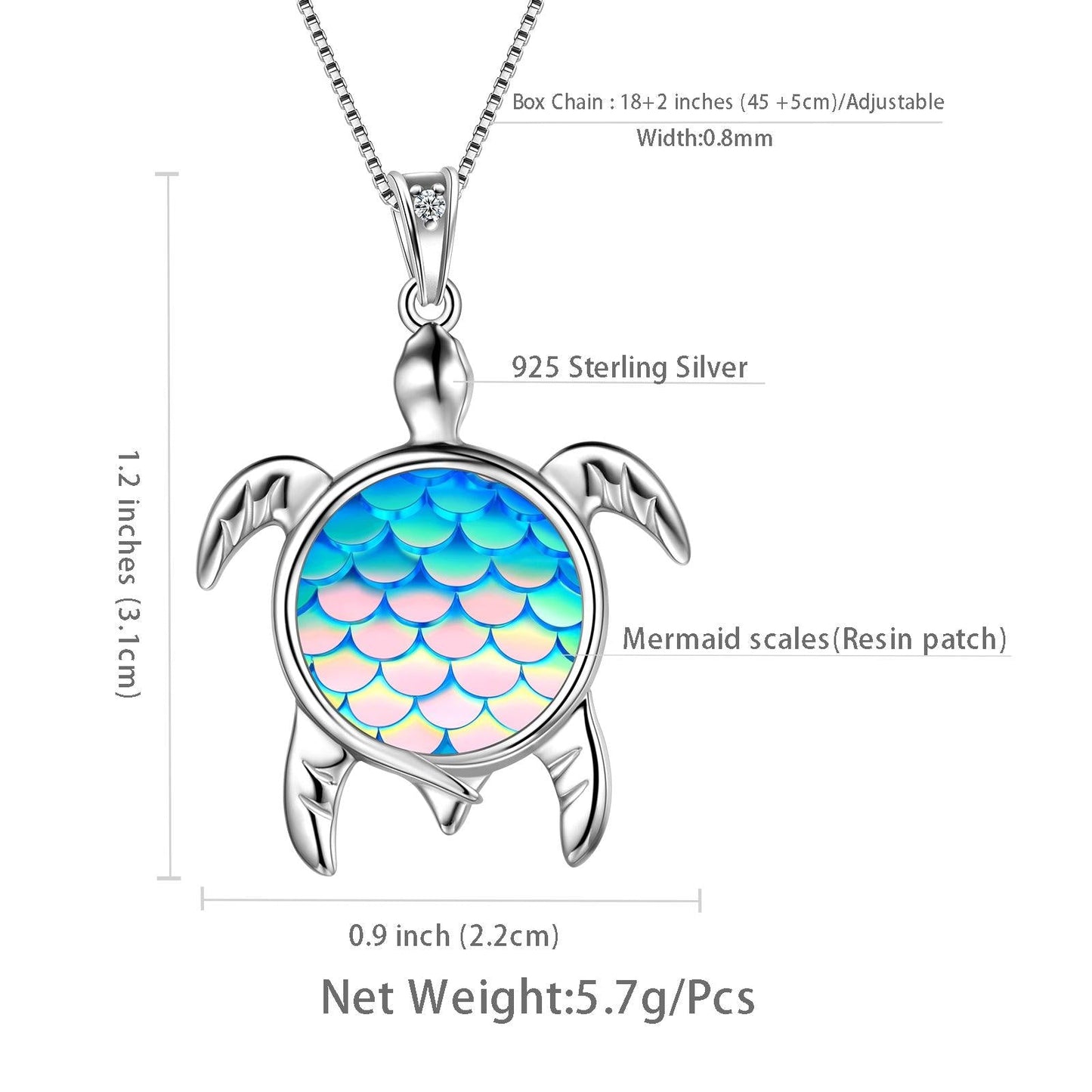 Tokyo Mart Halskette mit Schildkröten-Anhänger, Farbverlauf, hellblau, für Damen und Mädchen, Schmuck, Geburtstagsgeschenk