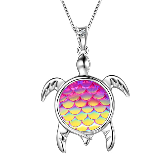 Tokyo Mart Turtle Pendant Charm Necklace Gradient Pink Women Girls Jewelry Birthday Gift