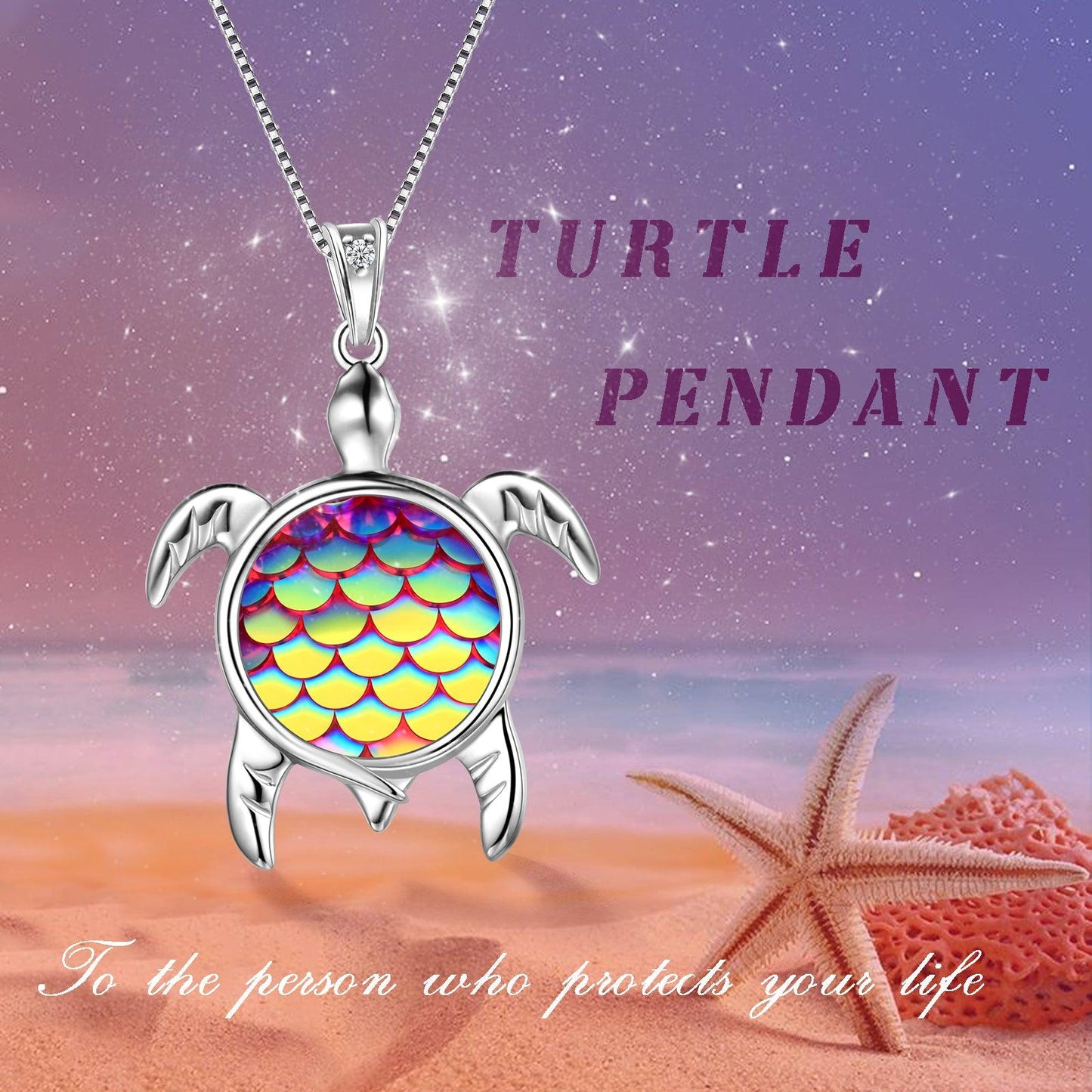 Tokyo Mart Turtle Pendant Charm Necklace Gradient Purple Women Girls Jewelry Birthday Gift