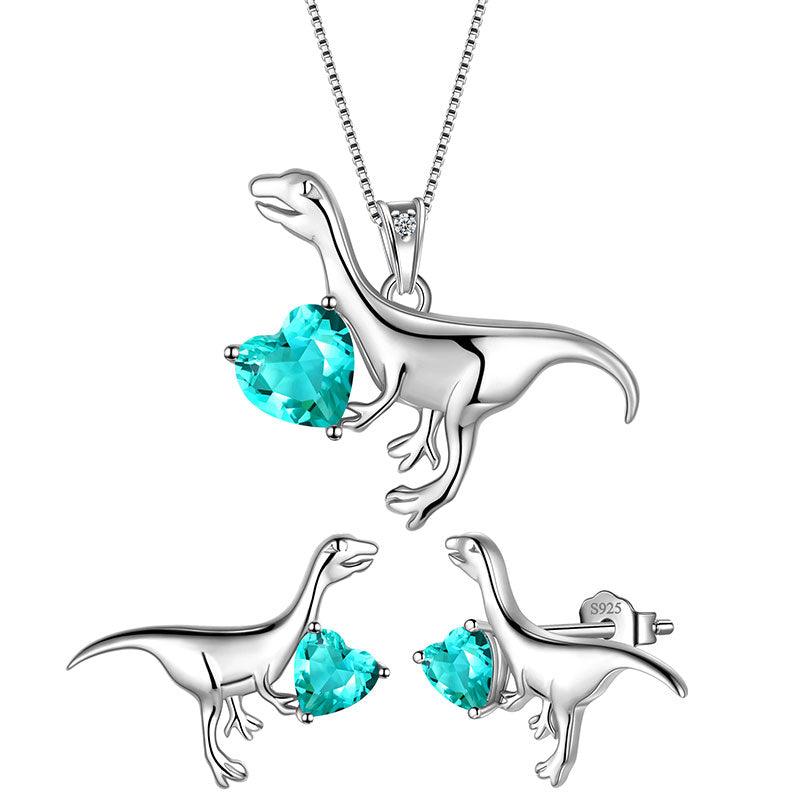 Tokyo Mart Cute Dinosaur Earrings Necklace Ring Animal Jewelry Set Women Girls Christmas Gift