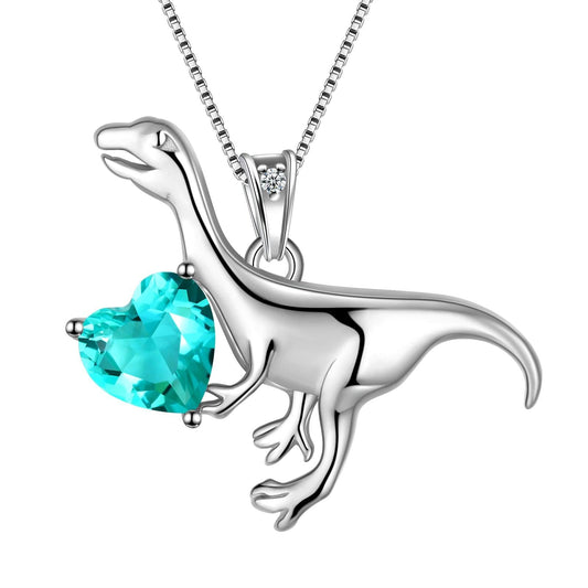 Tokyo Mart Velociraptor Dinosaur Charm Necklace Pendant Sterling Silver Women Girls Jewelry Gift