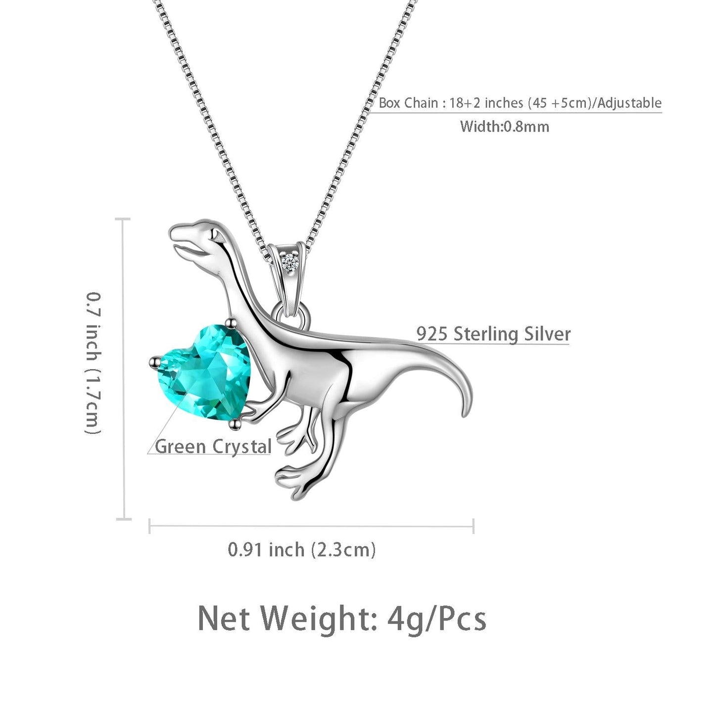 Tokyo Mart Velociraptor Dinosaur Charm Necklace Pendant Sterling Silver Women Girls Jewelry Gift