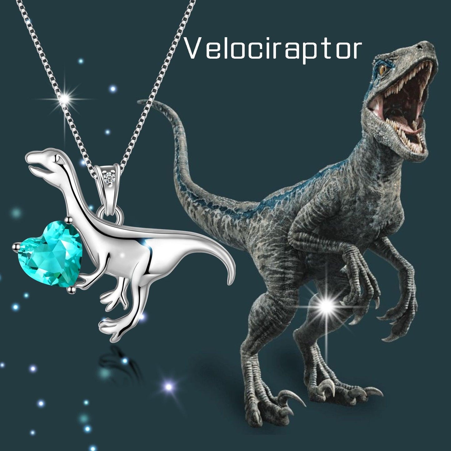 Tokyo Mart Velociraptor Dinosaur Charm Necklace Pendant Sterling Silver Women Girls Jewelry Gift