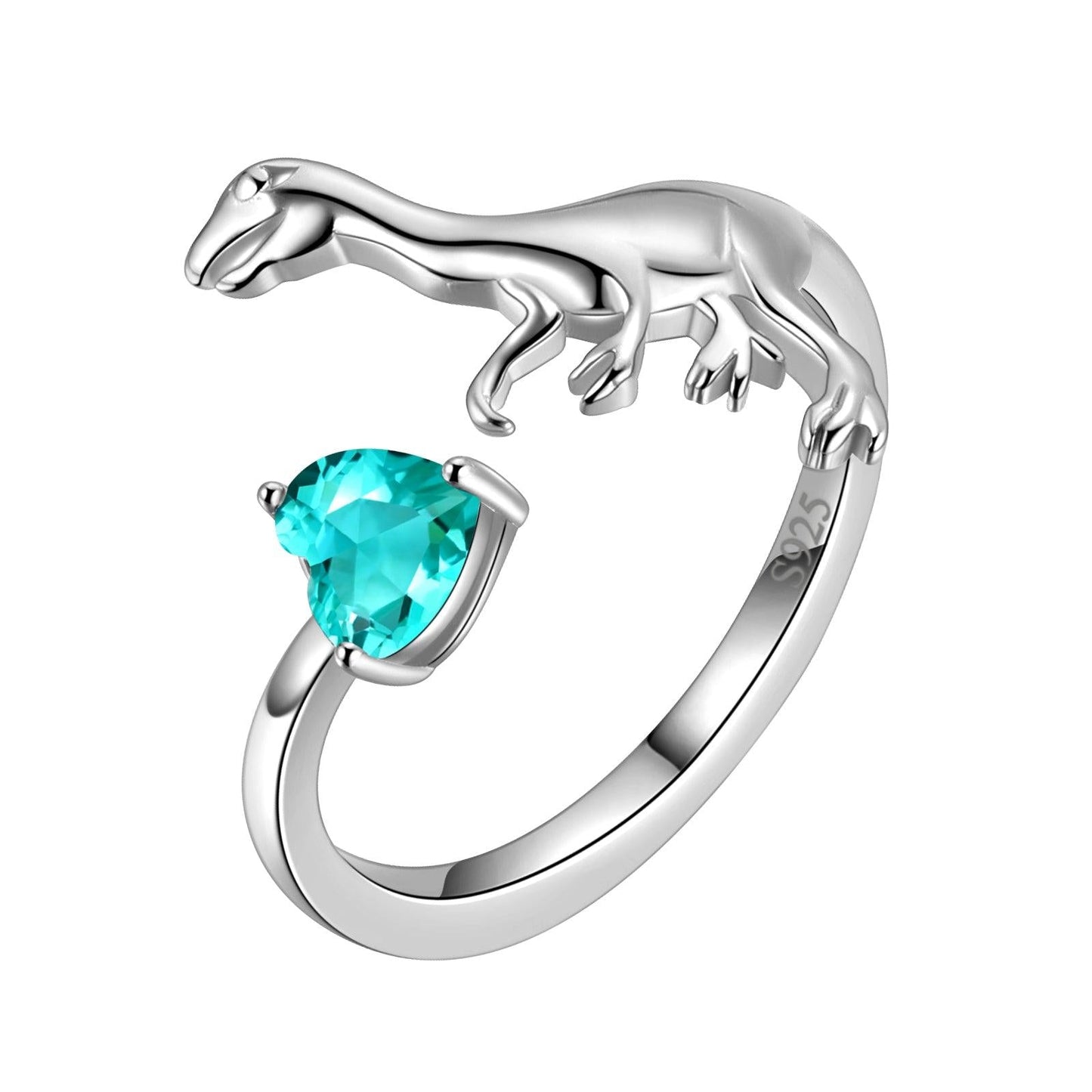 Tokyo Mart Velociraptor Dinosaur Charm Ring Open Sterling Silver Women Girls Jewelry Gift