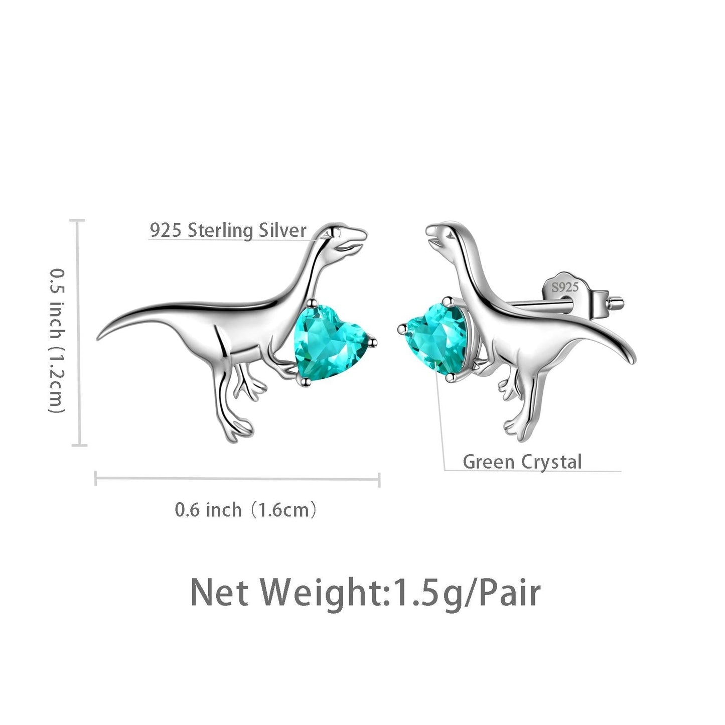 Tokyo Mart Velociraptor Dinosaur Charm Earrings Stud Sterling Silver Women Girls Jewelry Gift