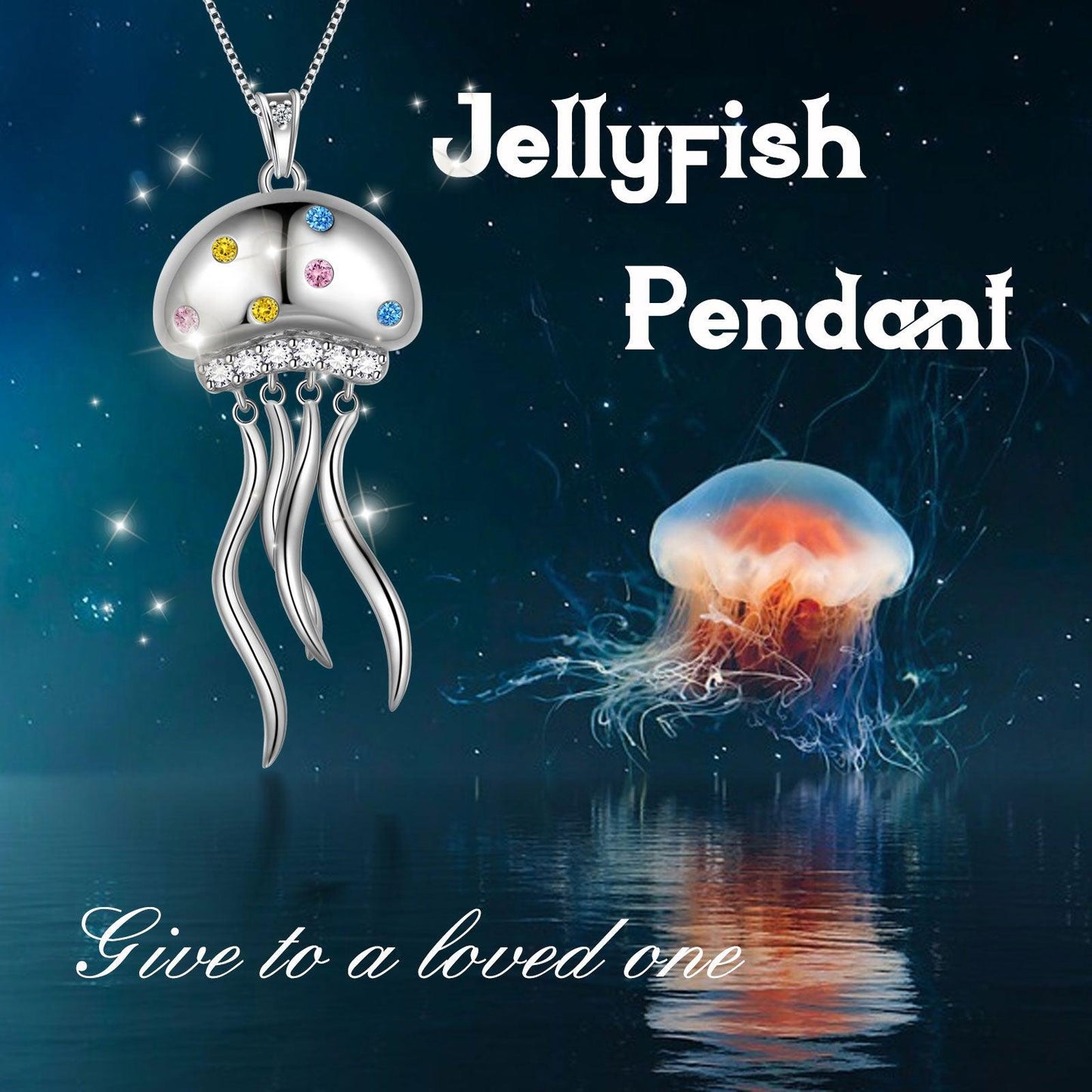 Tokyo Mart Cute Jellyfish Pendant Necklace Jewelry Women Girls Birthday Gift 925 Sterling Silver