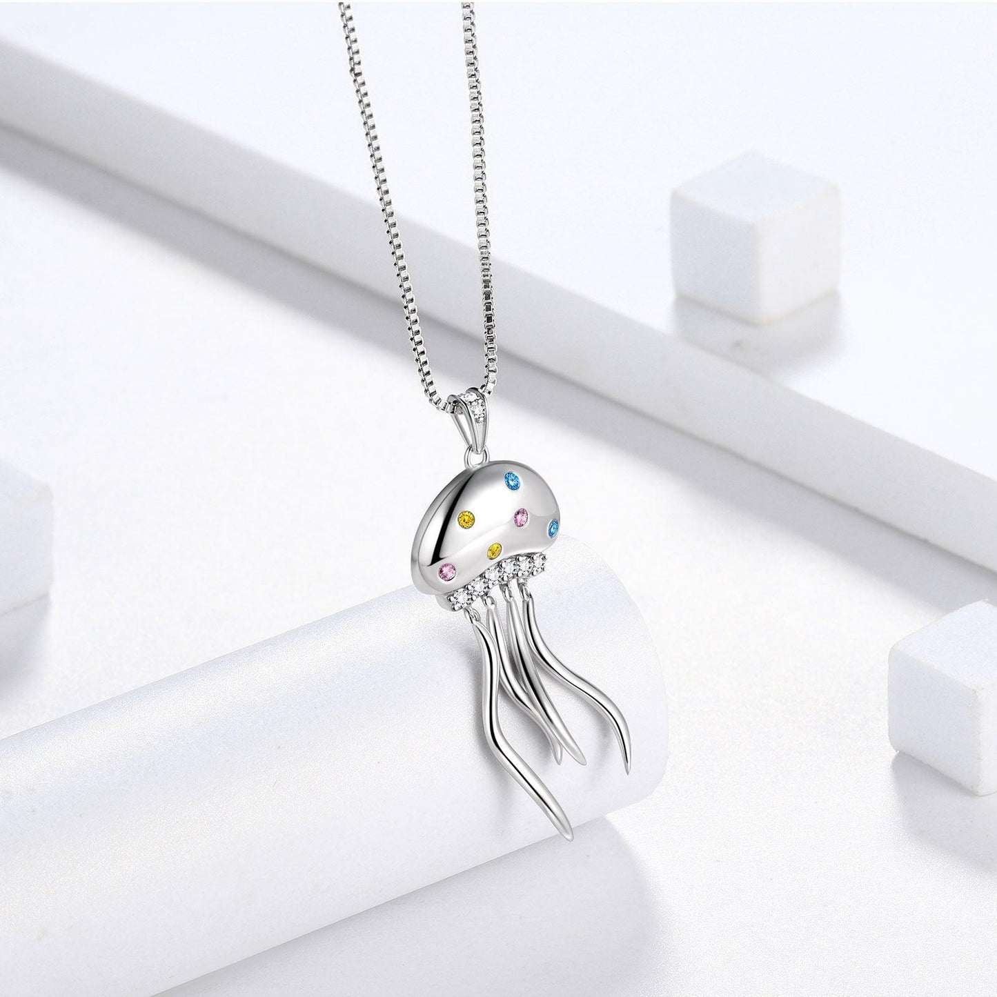 Tokyo Mart Cute Jellyfish Pendant Necklace Jewelry Women Girls Birthday Gift 925 Sterling Silver