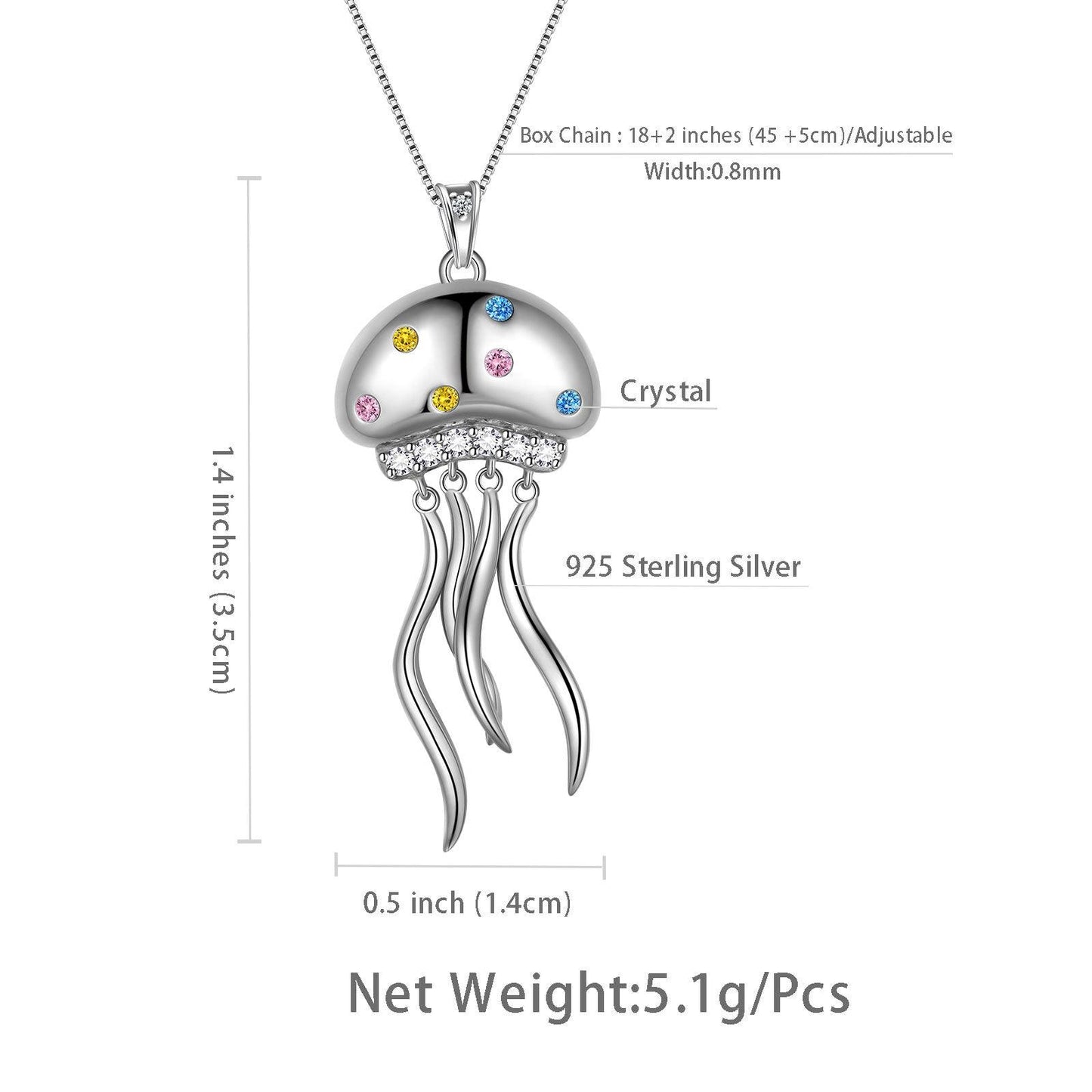 Tokyo Mart Cute Jellyfish Pendant Necklace Jewelry Women Girls Birthday Gift 925 Sterling Silver