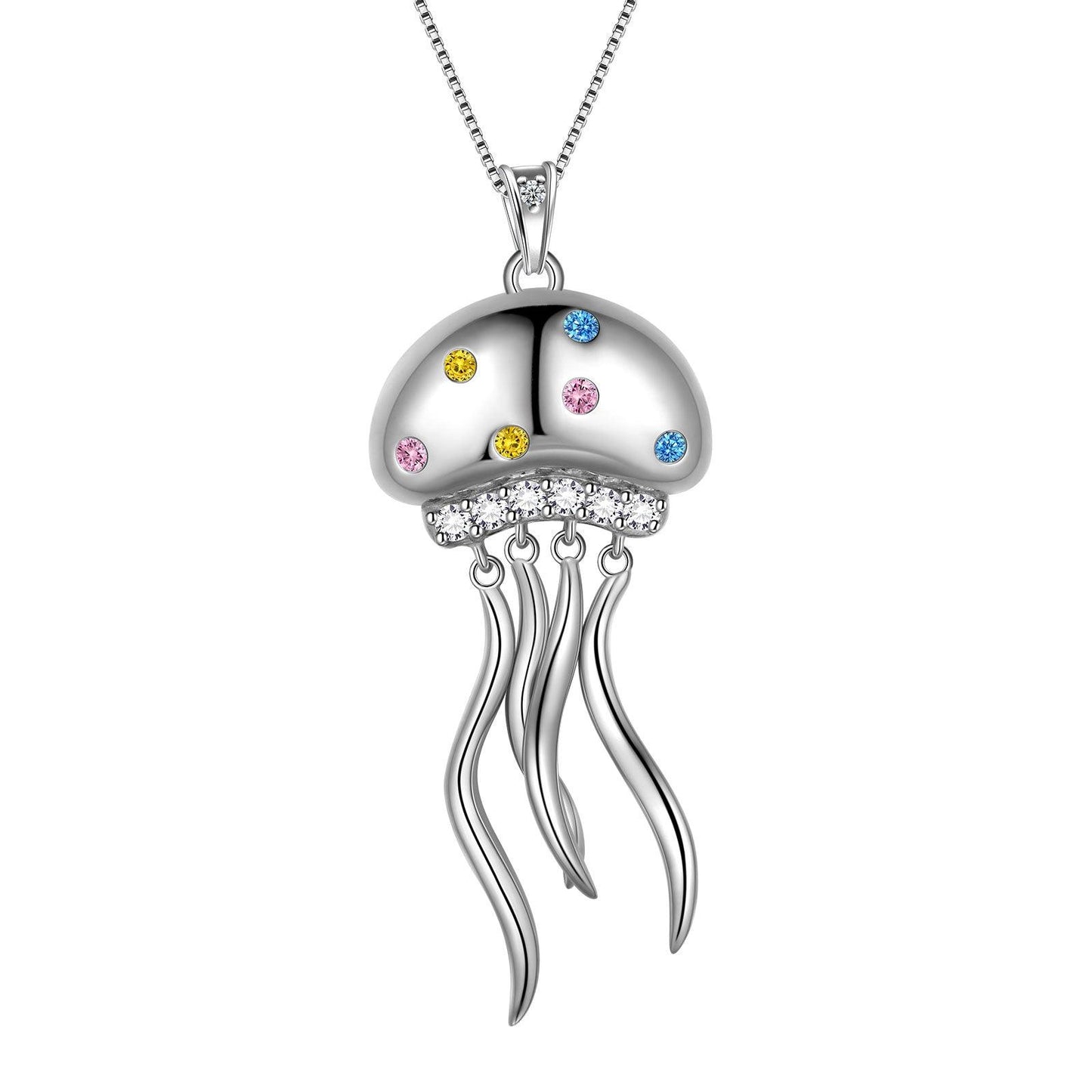 Tokyo Mart Cute Jellyfish Pendant Necklace Jewelry Women Girls Birthday Gift 925 Sterling Silver