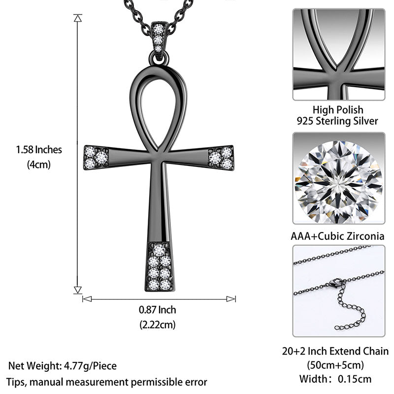 Tokyo Mart Egyptian Ankh Cross Necklace Pendant Men Womens Jewelry 925 Sterling Silver