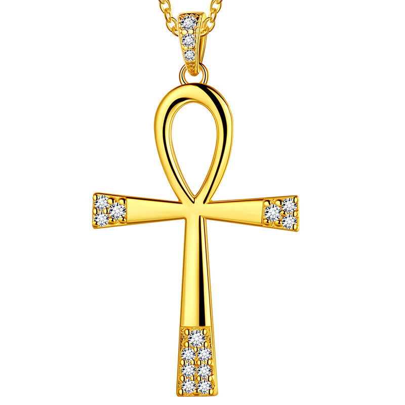 Tokyo Mart Egyptian Ankh Cross Necklace Pendant Men Womens Jewelry 925 Sterling Silver