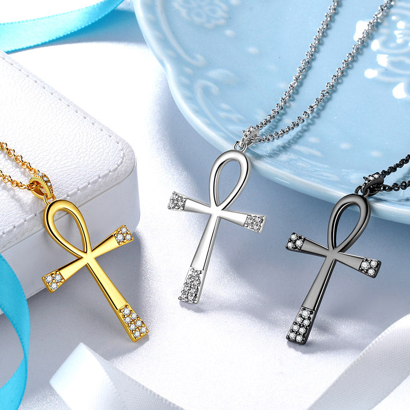 Tokyo Mart Egyptian Ankh Cross Necklace Pendant Men Womens Jewelry 925 Sterling Silver