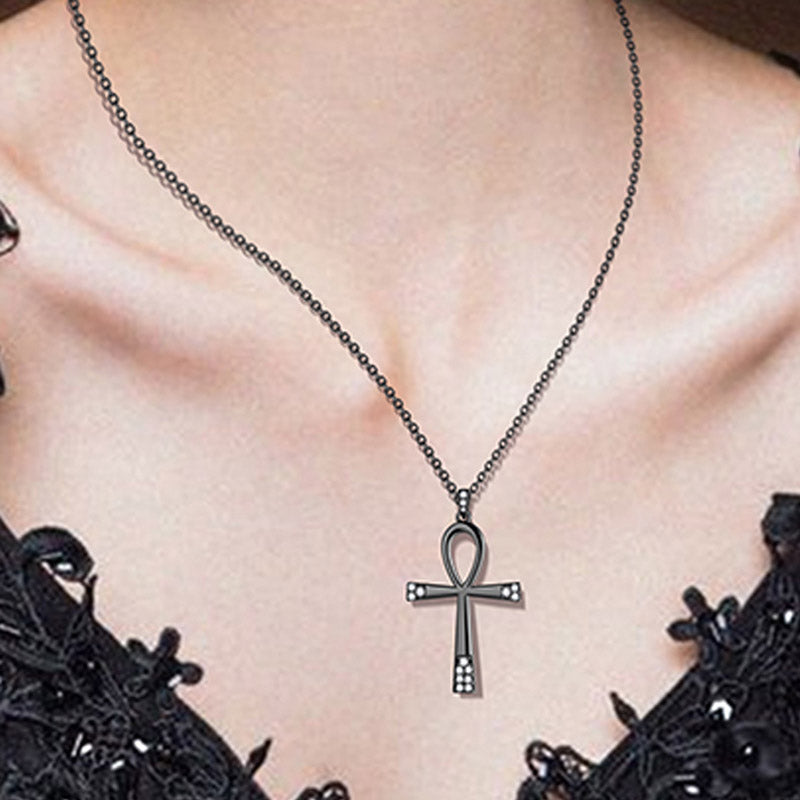 Tokyo Mart Egyptian Ankh Cross Necklace Pendant Men Womens Jewelry 925 Sterling Silver