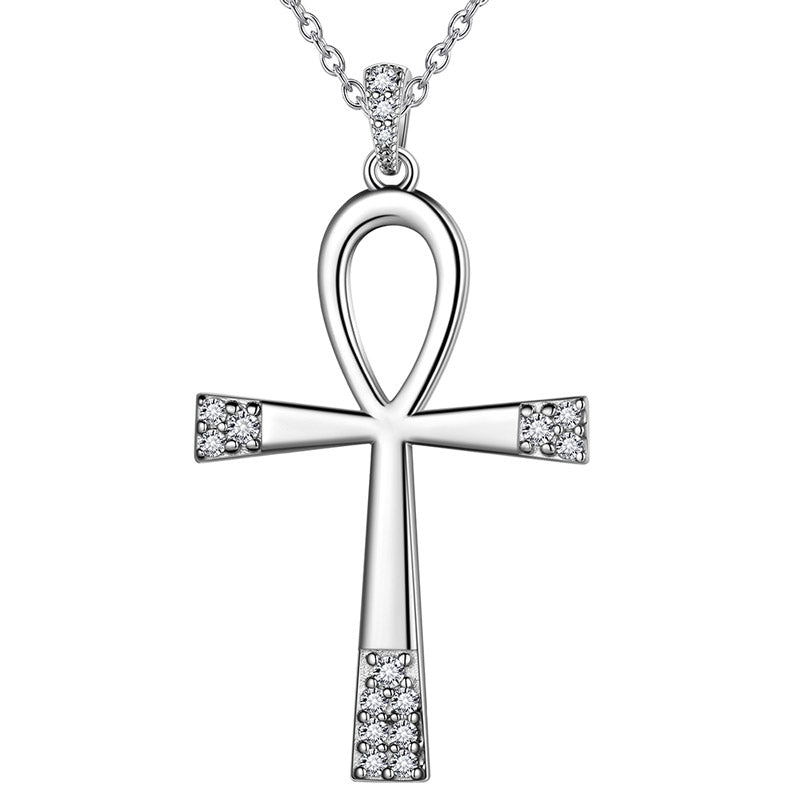 Tokyo Mart Egyptian Ankh Cross Necklace Pendant Men Womens Jewelry 925 Sterling Silver