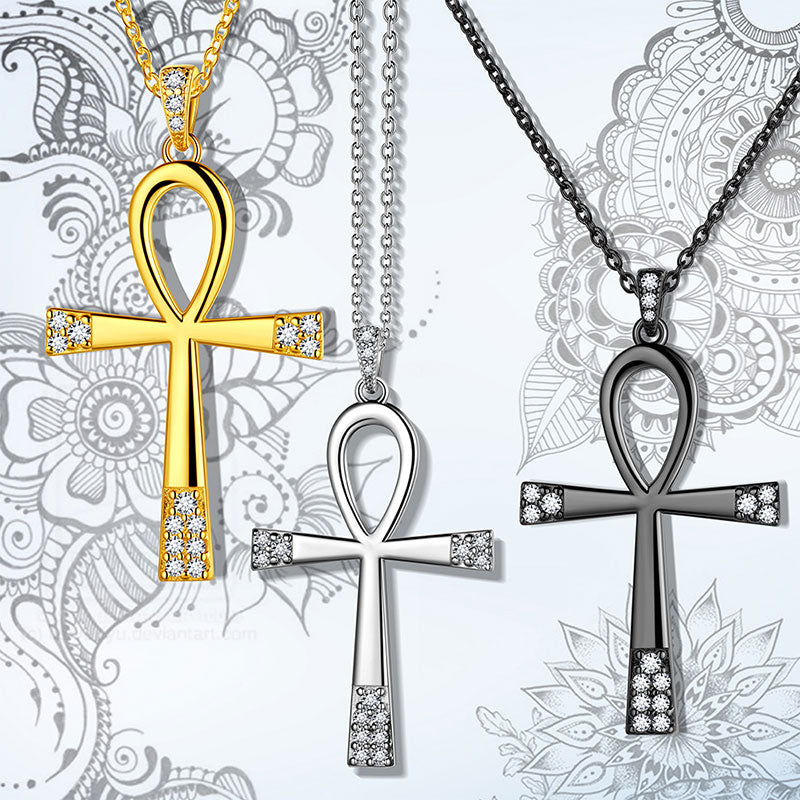 Tokyo Mart Egyptian Ankh Cross Necklace Pendant Men Womens Jewelry 925 Sterling Silver