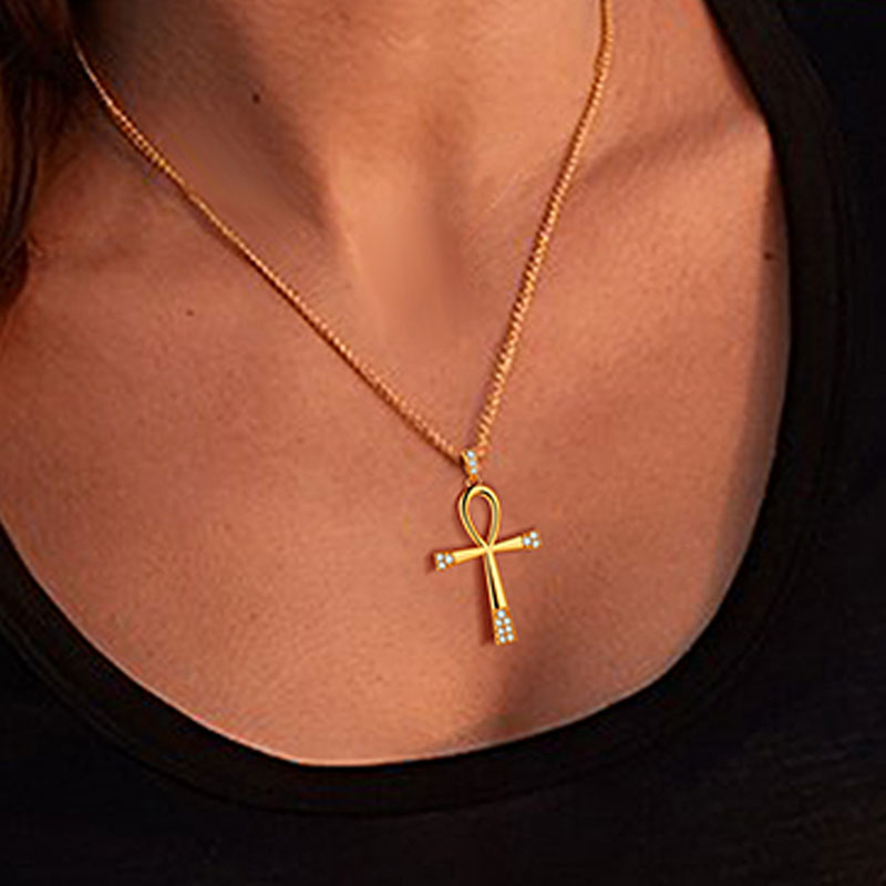 Tokyo Mart Egyptian Ankh Cross Necklace Pendant Men Womens Jewelry 925 Sterling Silver