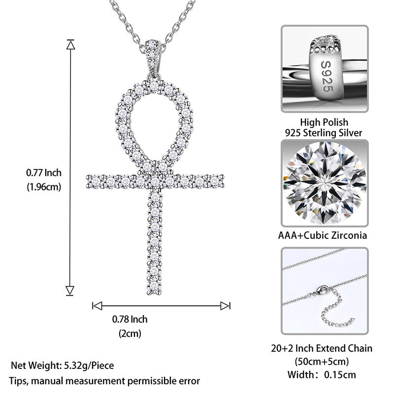 Tokyo Mart Halskette mit ägyptischem Ankh-Kreuz, Anhänger, Herren- und Damenschmuck, 925er Sterlingsilber