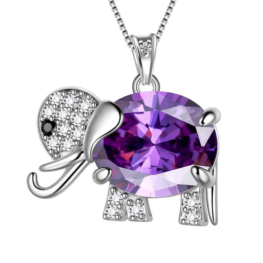 Tokyo Mart Elephant Necklace Birthstone Pendant Necklace Women Jewelry Gifts 925 Sterling Silver