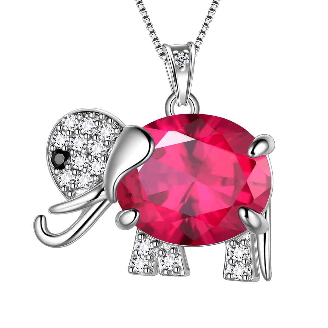 Tokyo Mart Elephant Necklace Birthstone Pendant Necklace Women Jewelry Gifts 925 Sterling Silver