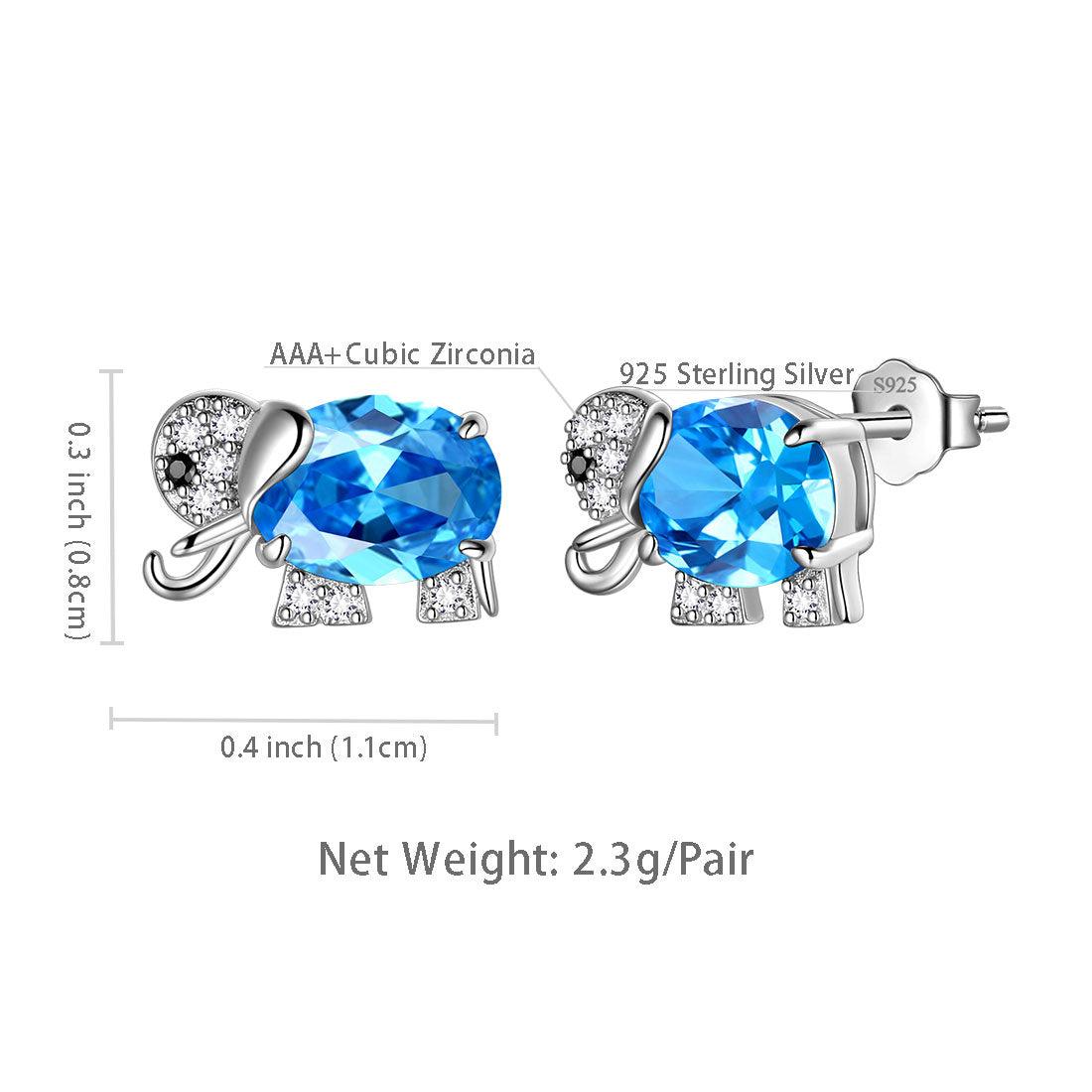 Tokyo Mart Elefant Geburtsstein März Aquamarin Ohrringe Ohrstecker Frauen Mädchen Schmuck Geburtstagsgeschenk