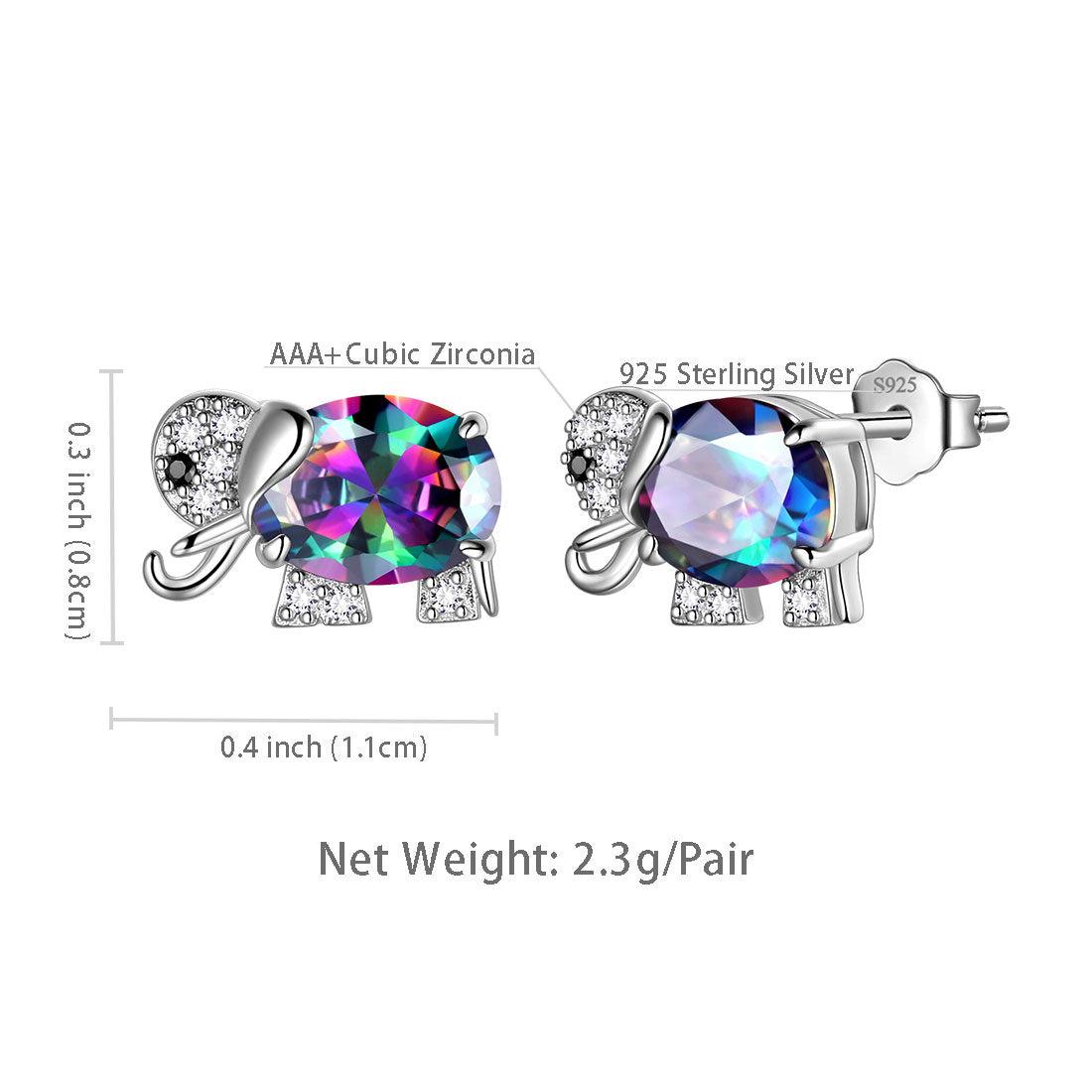 Tokyo Mart Elephant Rainbow Mystic Topaz Earrings Stud Women Girls Jewelry Birthday Gift