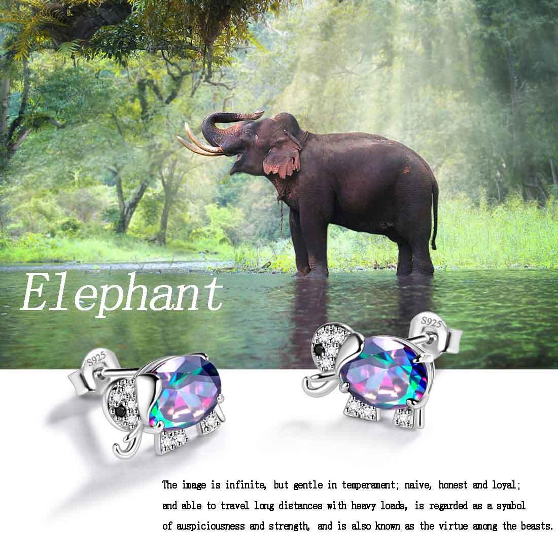 Tokyo Mart Elephant Rainbow Mystic Topaz Earrings Stud Women Girls Jewelry Birthday Gift