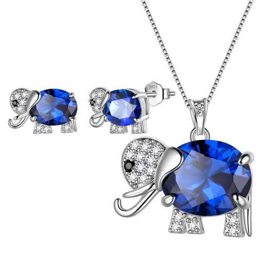 Tokyo Mart Elephant Birthstone September Sapphire Jewelry Set 3PCS Women Girls Birthday Gift